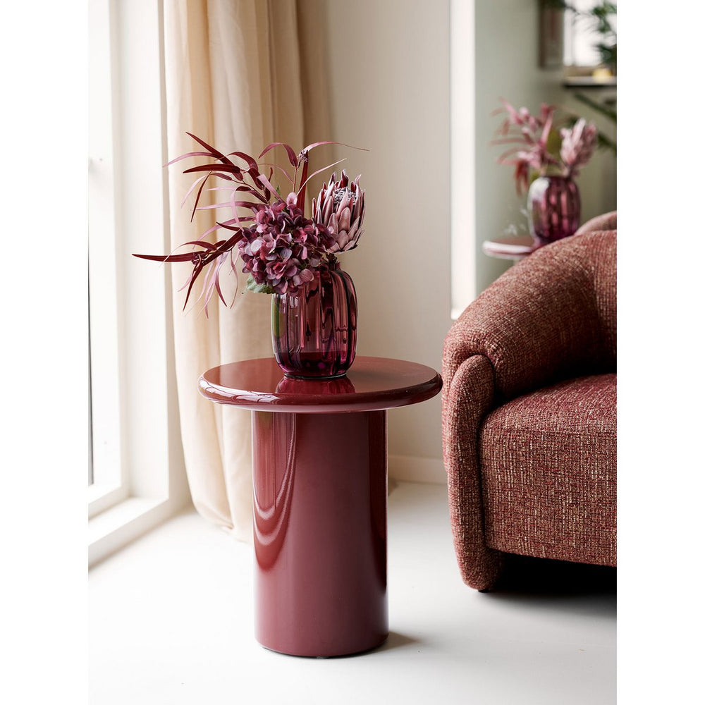Smoked red mouth-blown glass vase