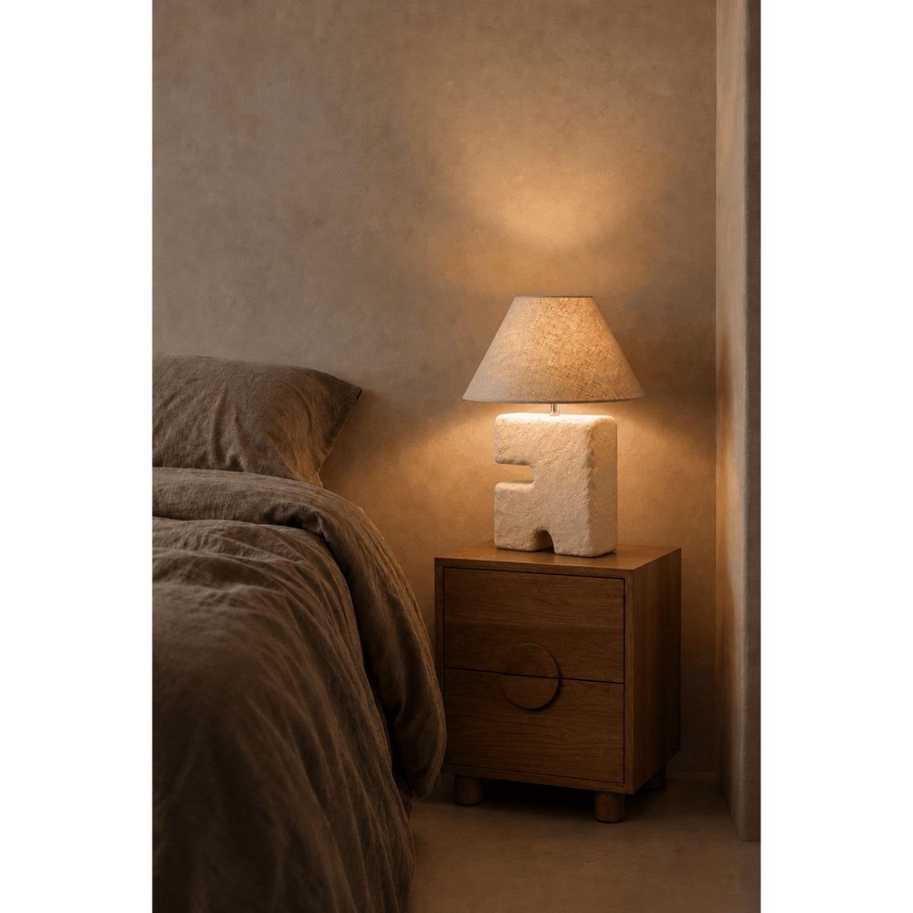 White papier-mâché table lamp