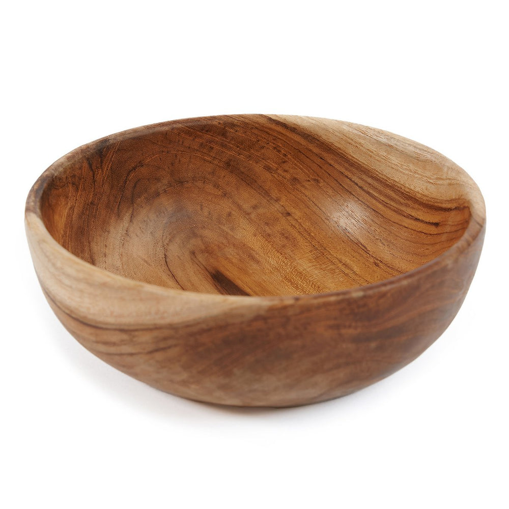 Brown teak wood snack bowl