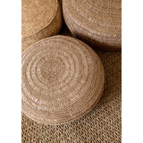 Natural woven raffia pouffe
