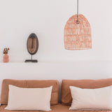Beige woven rattan pendant lamp