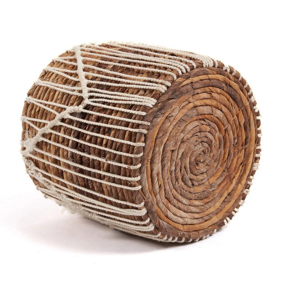 Natural white woven macrame basket