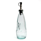 Blue recycled glass olive oil bottle with metal spout
