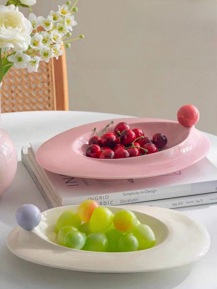 Handmade Jelly Bean Ceramic Rim Soup Bowl, Dopamine Table Setting Decor-0