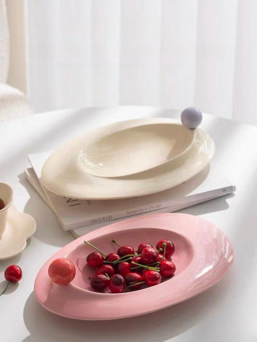 Handmade Jelly Bean Ceramic Rim Soup Bowl, Dopamine Table Setting Decor-1