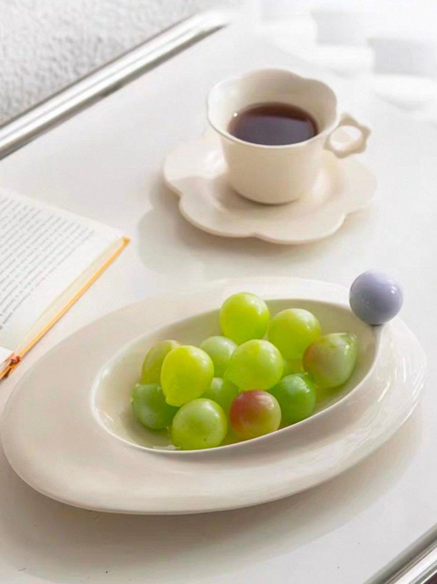 Handmade Jelly Bean Ceramic Rim Soup Bowl, Dopamine Table Setting Decor-3