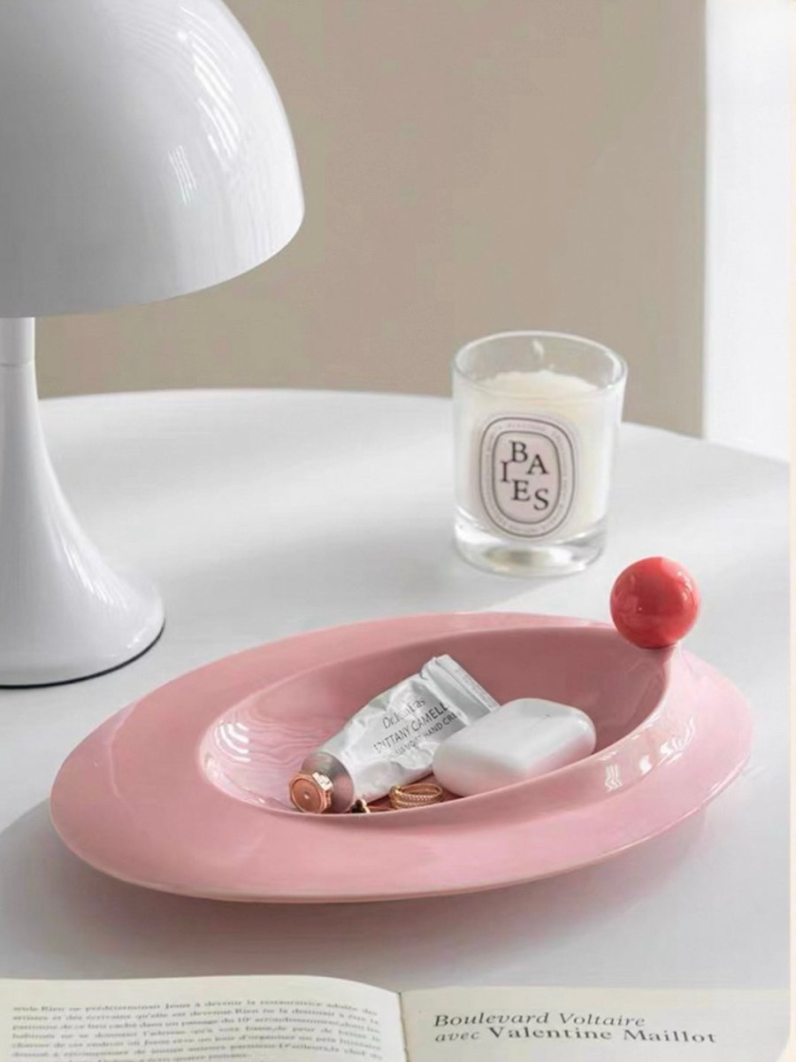 Handmade Jelly Bean Ceramic Rim Soup Bowl, Dopamine Table Setting Decor-5